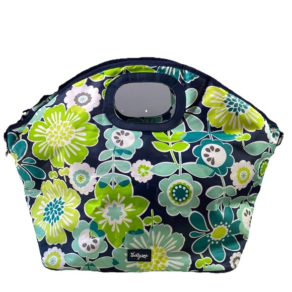 thirty-one Handbags - Thirty‎ One Thermal Tote Floral Lunch picnic Bag Cooler Blue/Green Sz.15x21x10"